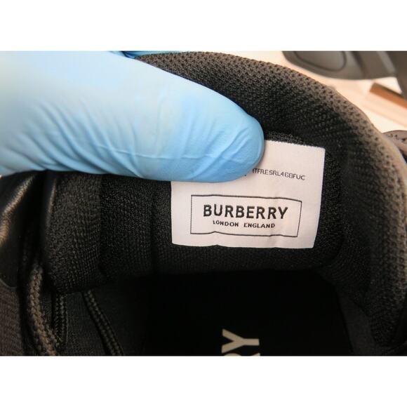 $850 BURBERRY AXBURTON BLACK CHECK QUILTED LEATHER LOGO SNEAKERS 13 US 46 ITALY - Picture 14 of 15